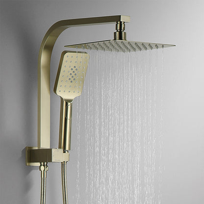 Decaura 8" Rain Shower Head Set Brushed Gold Square Gooseneck Arm Shower Taps