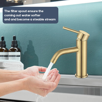 Decaura Bathroom Basin Mixer Tap Brushed Gold Vanity Tapware Gooseneck Spout