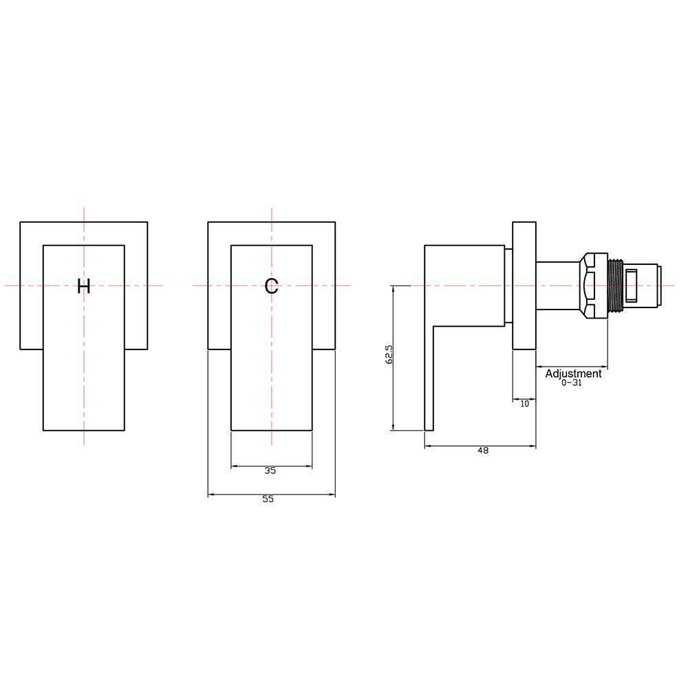 Decaura Shower Taps Brass Tapware Mixer Tap Brushed Gold/Black/Gunmetal/Nickel