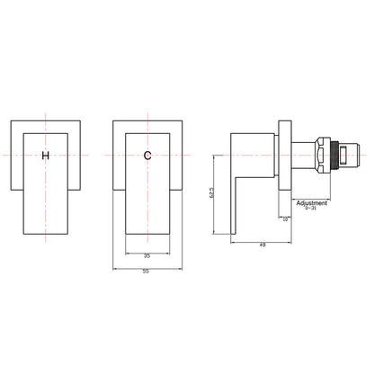 Decaura Shower Taps Brass Tapware Mixer Tap Brushed Gold/Black/Gunmetal/Nickel