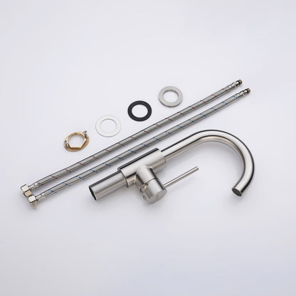 Decaura Bathroom Basin Mixer Tap Brushed Nickel with Swivel Arm 243mm tall