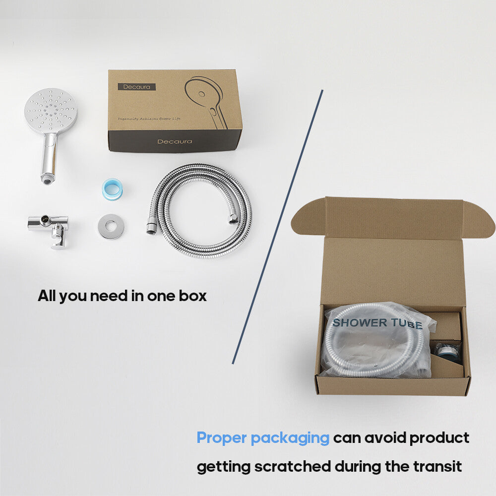 Decaura Shower Head Hand Held 3-Mode with Holder and Hose Handset Mixer Taps