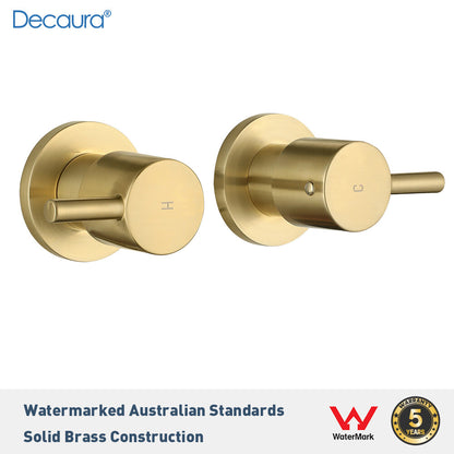 Decaura Brass Shower Taps 1/4 Turn Hot Cold Twin Mixer Tap Chrome/Black/Gold
