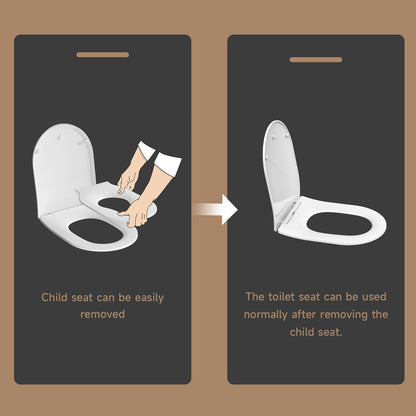 AQUATIZ D-Shaped Family Toilet Seat with Built-in Potty Training Seat Child Seat