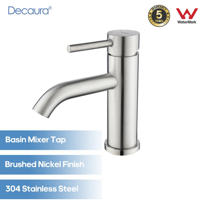 Decaura Bathroom Basin Mixer Tap Brushed Stainless Steel Vanity Basin Taps