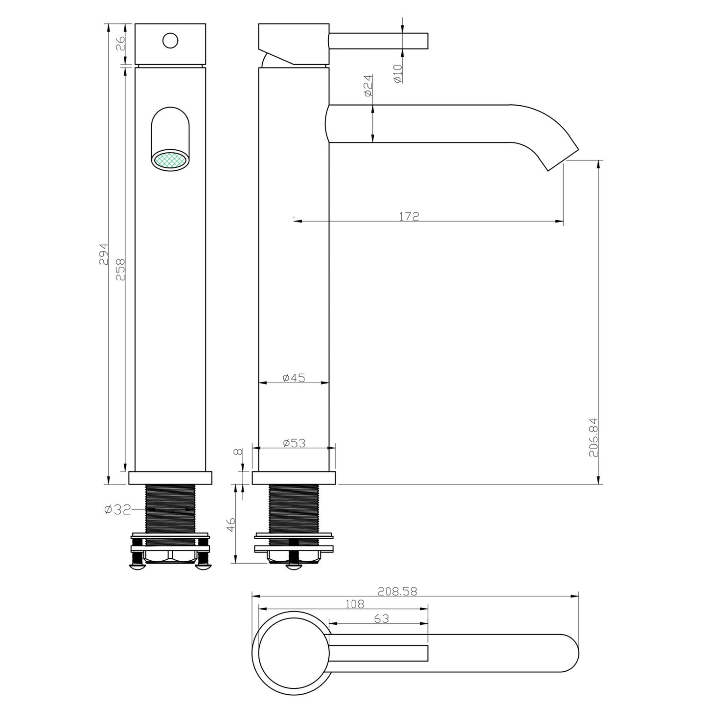 Decaura Bathroom Basin Mixer Tap Vanity Faucet Single Handle Tapware Tall/Small