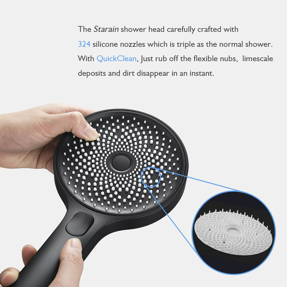 Decaura Hand Held Shower Head Set Black 3-Mode+Elbow+1.5m Hose+Shower Holder