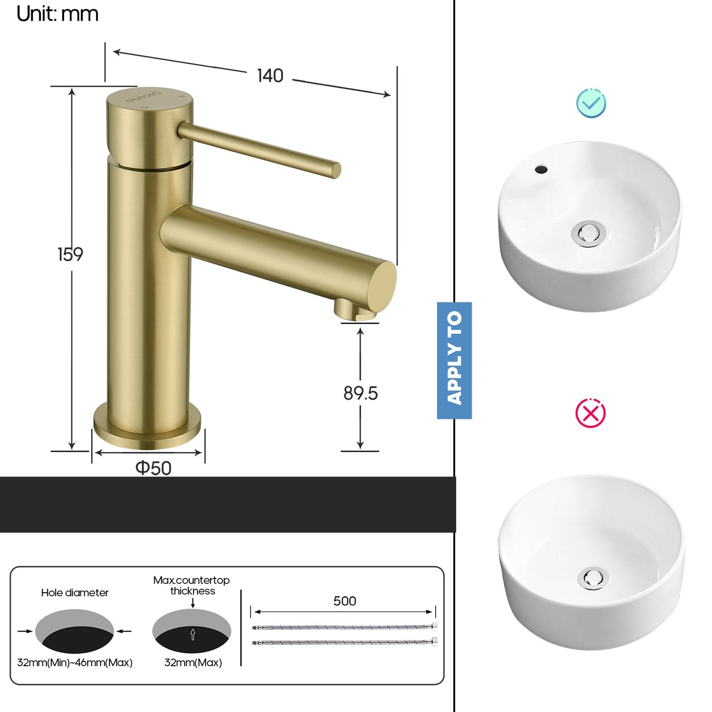 Decaura Bathroom Basin Mixer Tap Vanity Faucet Single Handle Tapware Tall/Small