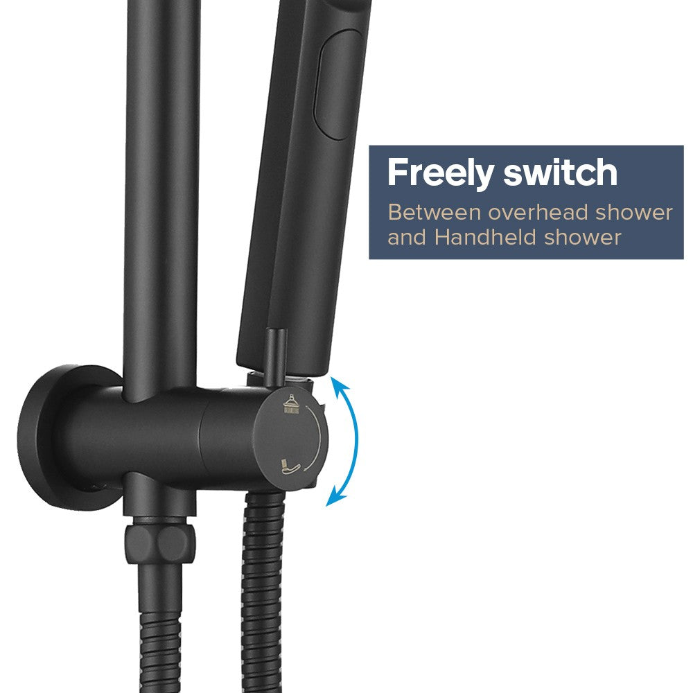 Decaura 9" Rain Shower Head Set Black Gooseneck Shower Arm Round Wall Mounted