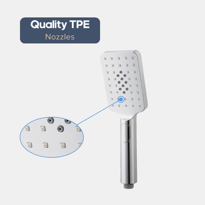 Decaura hand held shower head set 3-mode shower handset square chrome bathroom