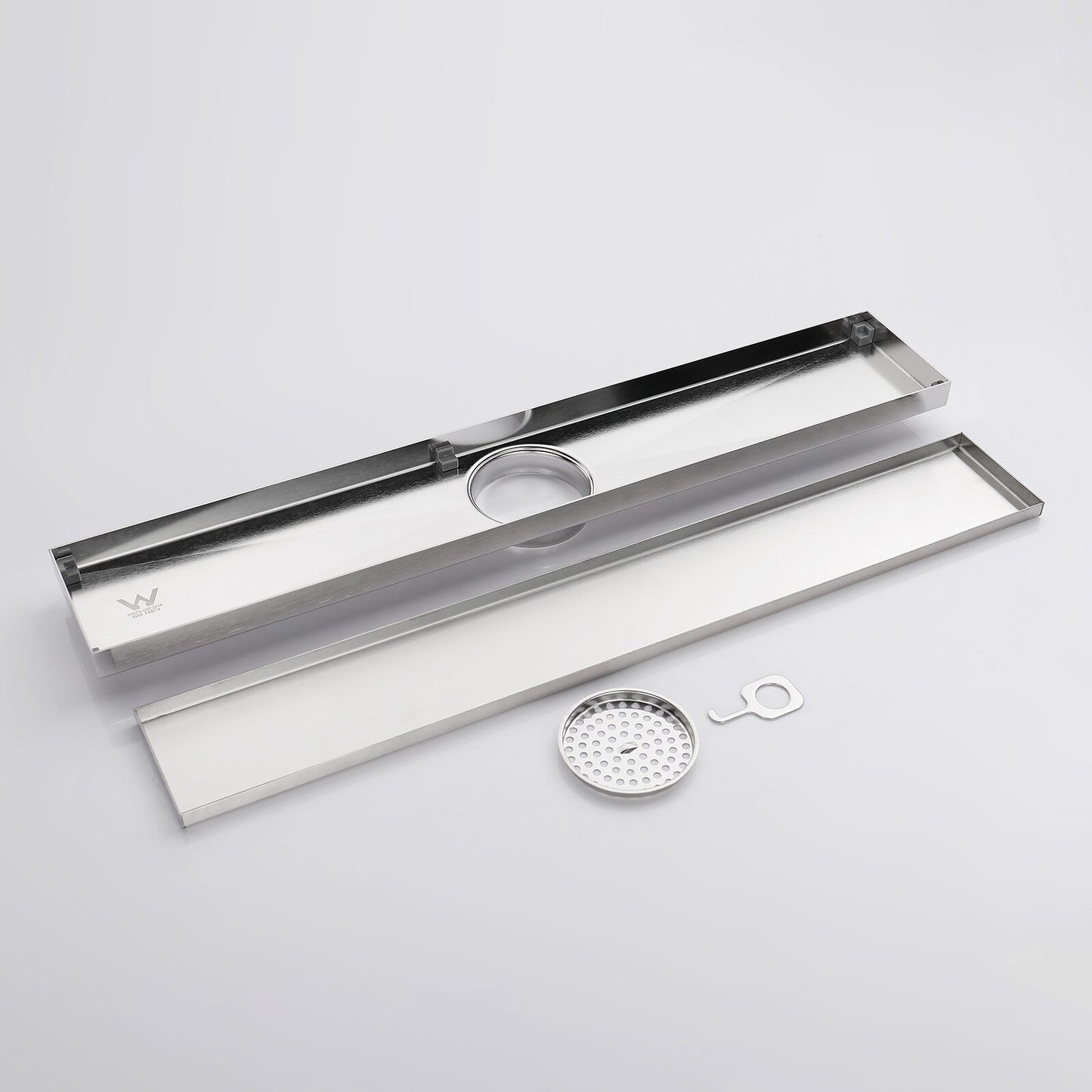 Decaura 600mm Tile Insert Shower Grate Floor Drain 80mm Waste Outlet Brushed