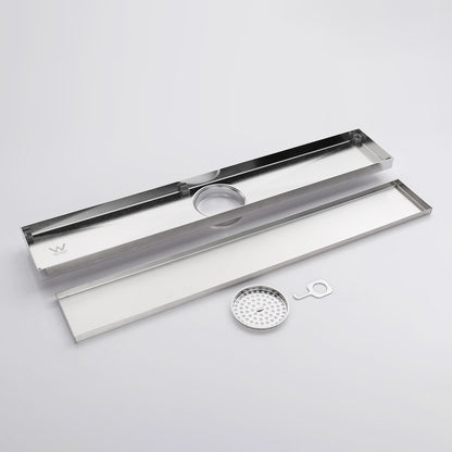 Decaura 600mm Tile Insert Shower Grate Floor Drain 80mm Waste Outlet Brushed