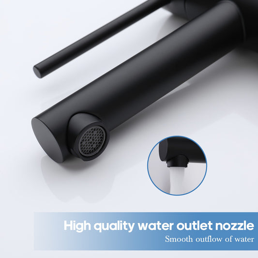 Decaura small Bathroom Basin Mixer Tap Black Stainless Steel Lead Free