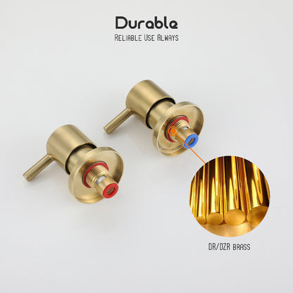 Decaura Shower Head Set Brushed Gold Round Rail Set Shower Mixer Tap Wall Mount