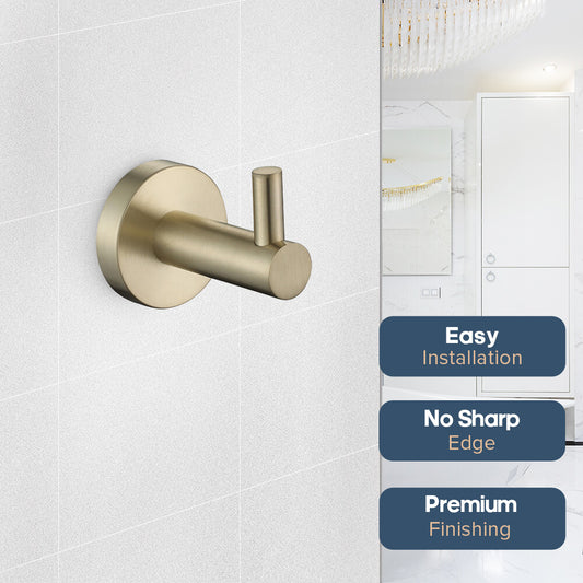 Brushed Gold Wall Robe Hook Holder Bathroom Hand Towel Hooks 304 Stainless Steel