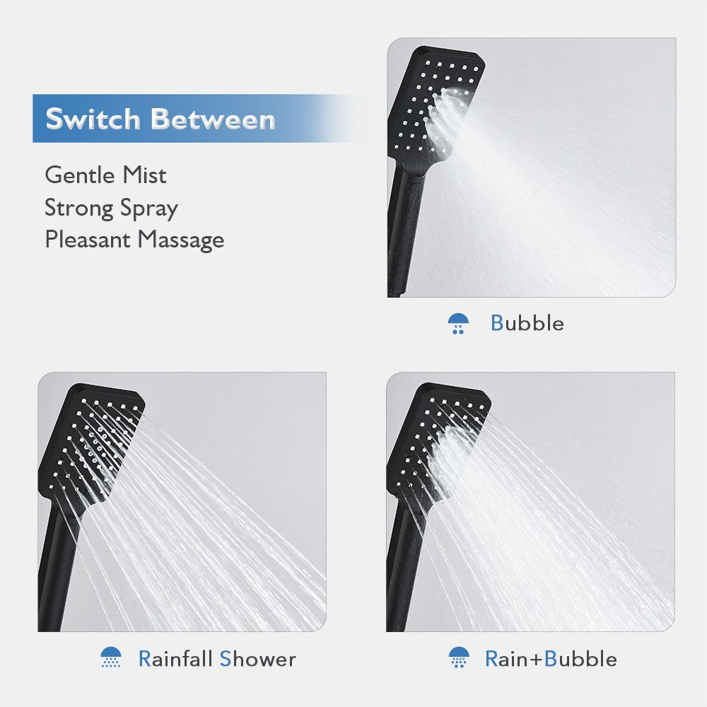 Decaura Square Shower Head Set  Black/Chrome Separate Water Inlet Wall Tapware