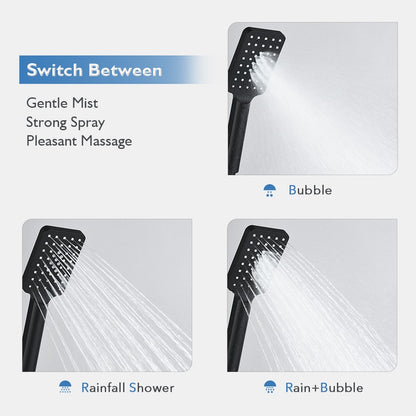 Decaura Square Shower Head Set  Black/Chrome Separate Water Inlet Wall Tapware