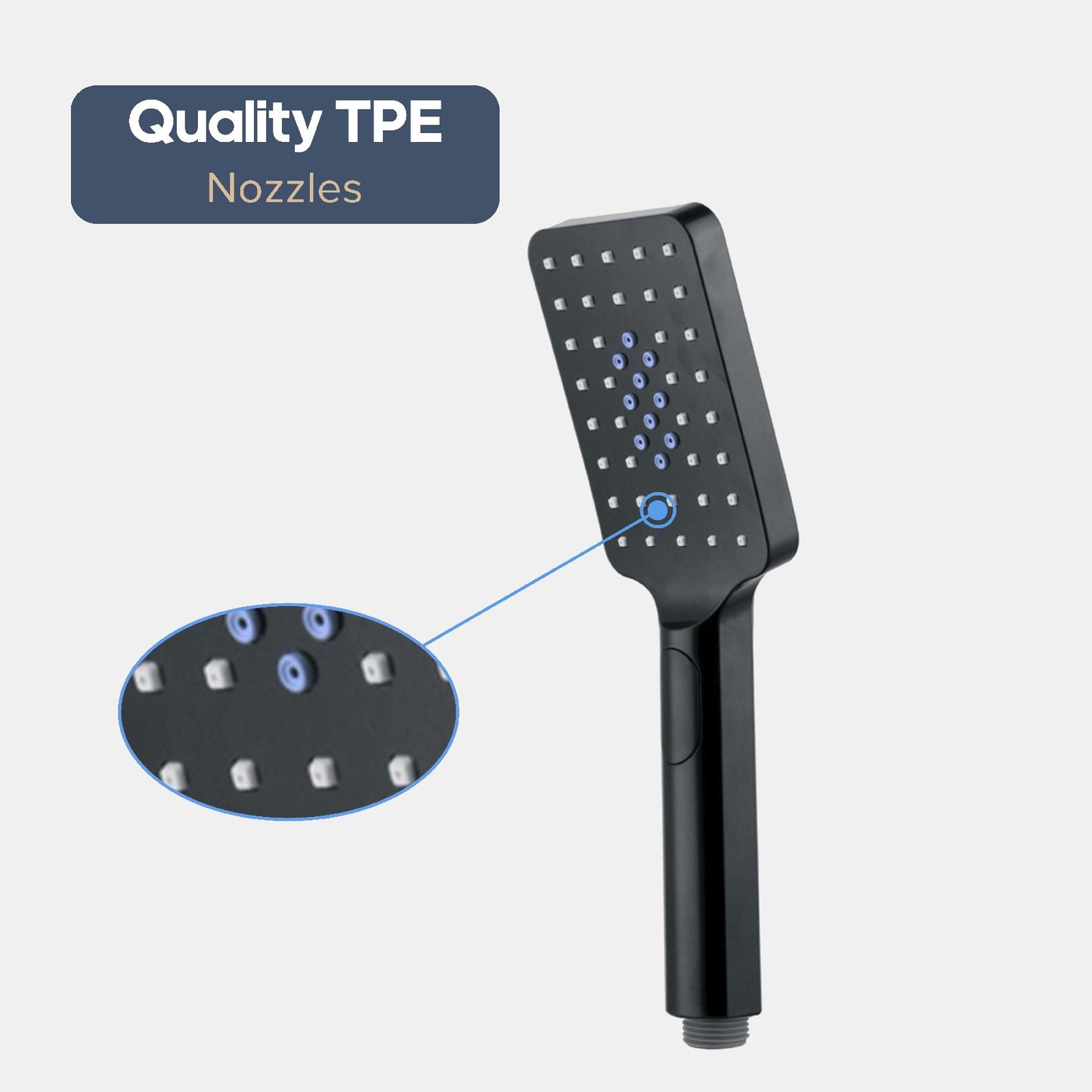 WELS Hand Held Shower Head Set Matte Black 3-Mode Shower Handset Square