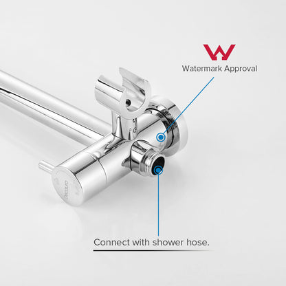 WELS 10" Rain Shower Head Set Round Chrome 2 in 1 Gooseneck Arm