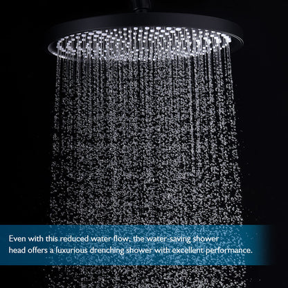 Decaura 10" Rain Shower Head Set Black Round Gooseneck Shower Arm Wall Tapware