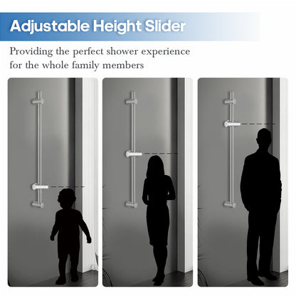 Decaura Shower Riser Rail Head Holder Hose Slider Replacement Adjustable Chrome