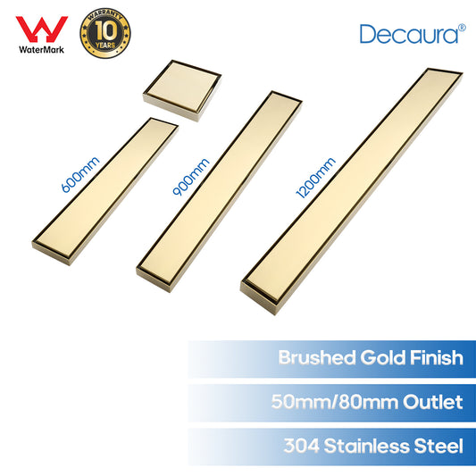 Decaura Shower Grate Drain Bathroom Floor Drain Brushed Gold Tile Insert 304SUS