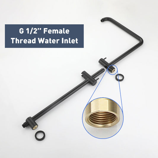 WELS 9" Rain Shower Head Set Black Round Long Rail Gooseneck Arm 3-Mode Hand