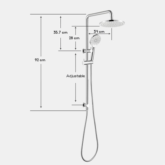 Decaura 9" Rain Shower Head Mixer Set Gooseneck Arm Sliding Rail Chrome Or Black