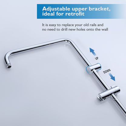 WELS 10 Inch Rain Shower Head Set Gooseneck Round Shower Mixer Tap Cross Handle