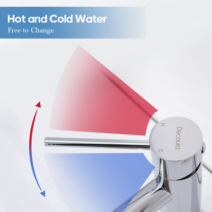 Decaura Bathroom Basin Mixer Tap Stainless Steel Round Chrome/Brushed/Black/Gold