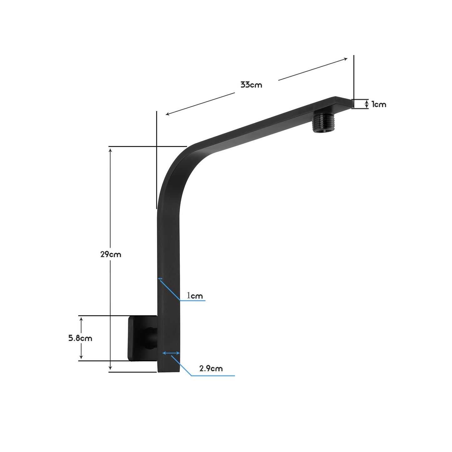 Decaura Rain Shower Head Gooseneck Shower Arm Chrome/Black Round/Square
