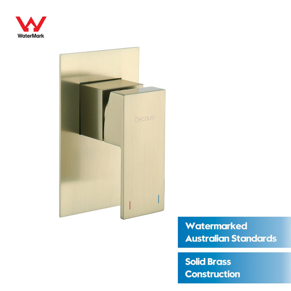 Watermark Shower Mixer Tap Square Brushed Gold Tapware Wall Mounted ...