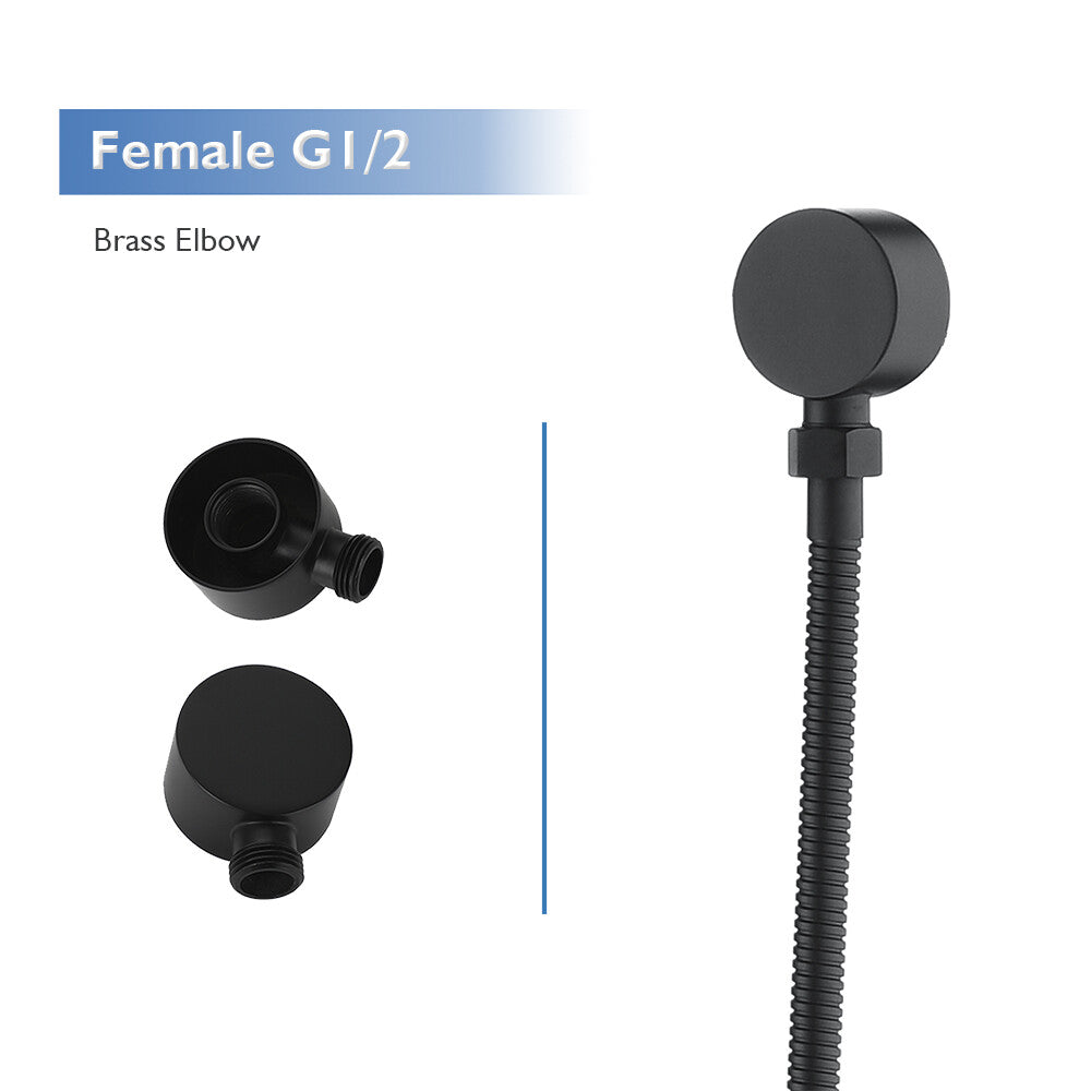 Decaura 8" Rain Shower Head Set Black Separate Water Inlet Elbow Shower Taps