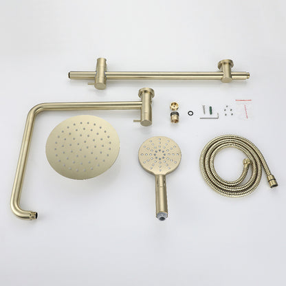 Decaura Shower Head Set Brushed Gold Round Rail Set Shower Mixer Tap Wall Mount