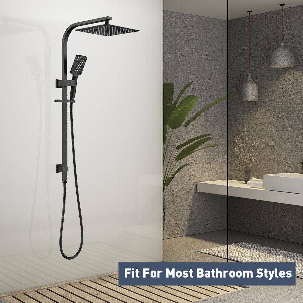 Decaura 10" Rain Shower Head Set Black Square with/without Shower Taps Bathroom