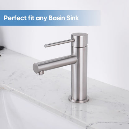 Decaura Bathroom Basin Mixer Tap Stainless Steel Round Chrome/Brushed/Black/Gold