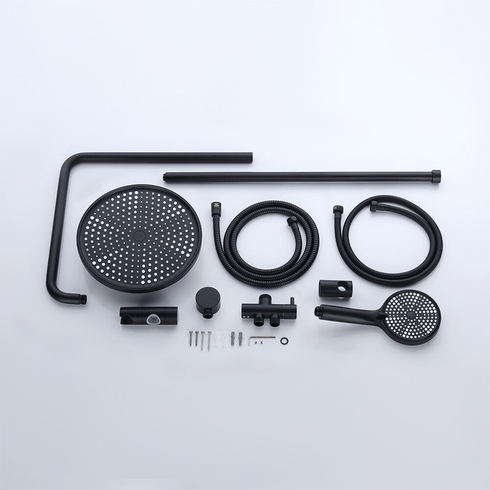 Decaura 10" Rain Shower Head Set Black Separate Water Inlet Wall Mount Mixer Tap