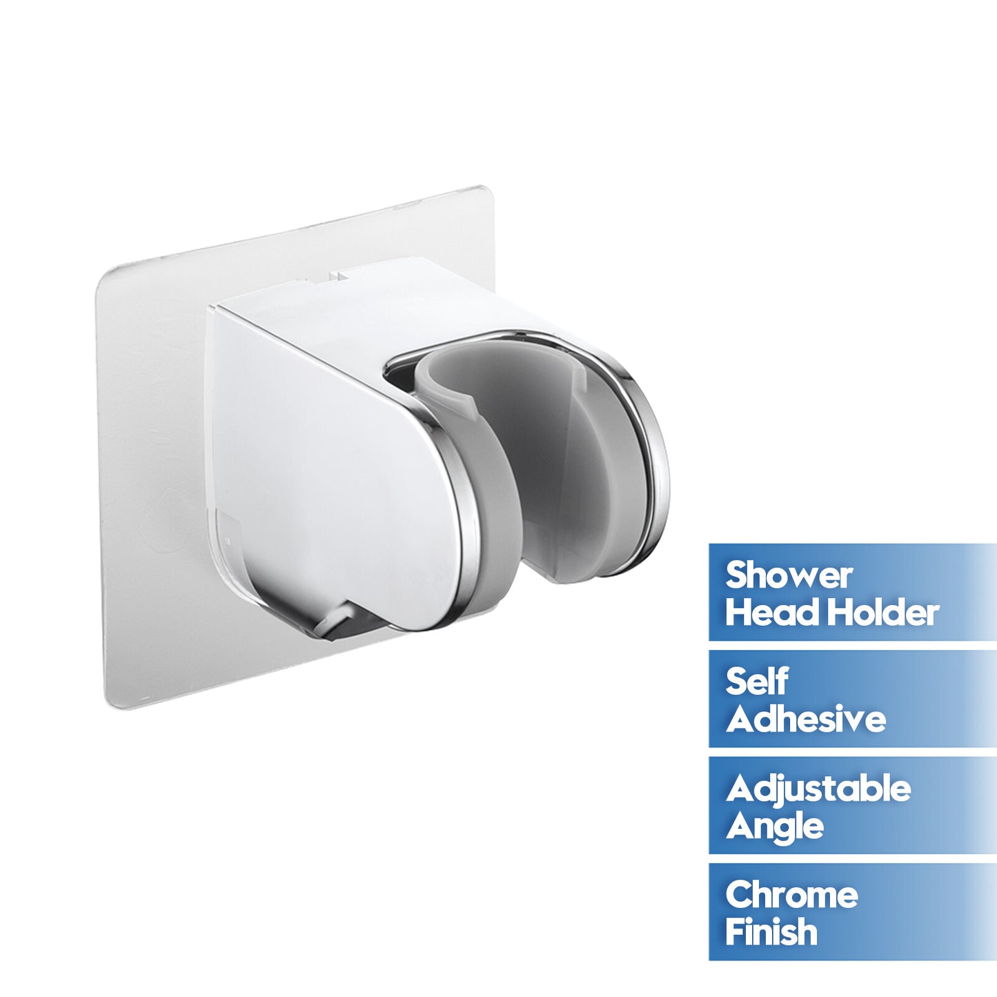 Decaura Hand Held Shower Head Set Chrome 5-Mode Spray Adhesive Wall Mount Holder