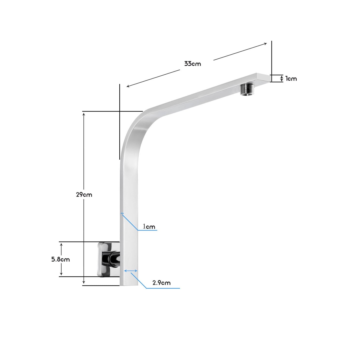 Decaura Rain Shower Head Gooseneck Shower Arm Chrome/Black Round/Square