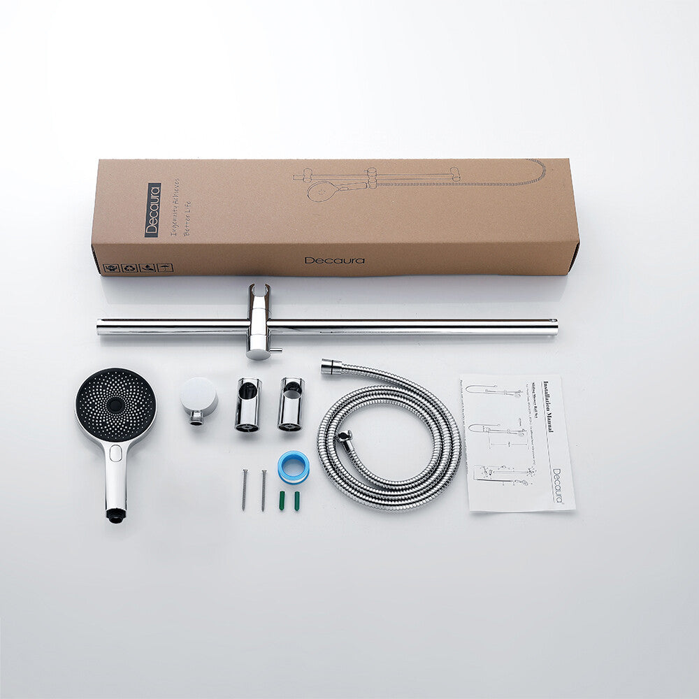 Decaura Hand Held Shower Head on Sliding Bar Chrome Shower Rail Set 3-Mode