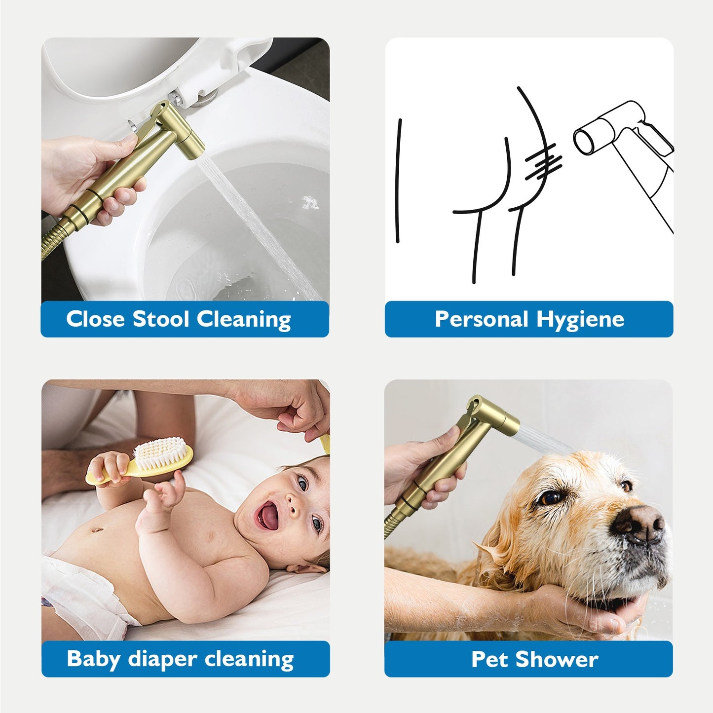 Decaura Handheld Douche Bidet Spray Kit Chrome/Brushed Gold/Brushed Nickel