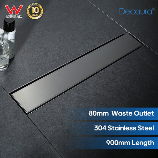 Decaura Shower Grate Drain 900mm Floor Waste Stainless Steel 80mm Outlet Brushed