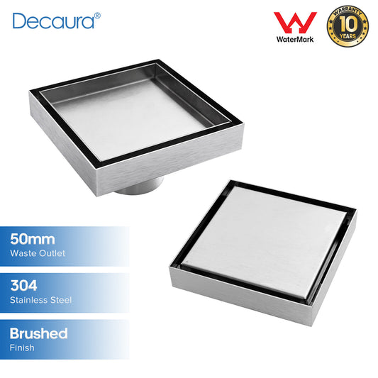 Tile Insert Square Shower Drain Grate 50mm/80mm Waste Outlet Brushed/Gold/Black