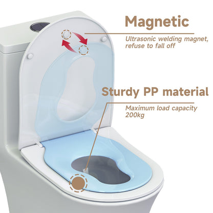 AQUATIZ D-Shaped Family Toilet Seat with Built-in Potty Training Seat Child Seat