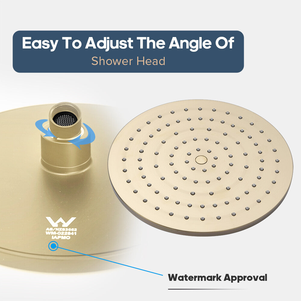 Decaura 9" Rain Shower Head Brushed Gold Overhead Bathroom