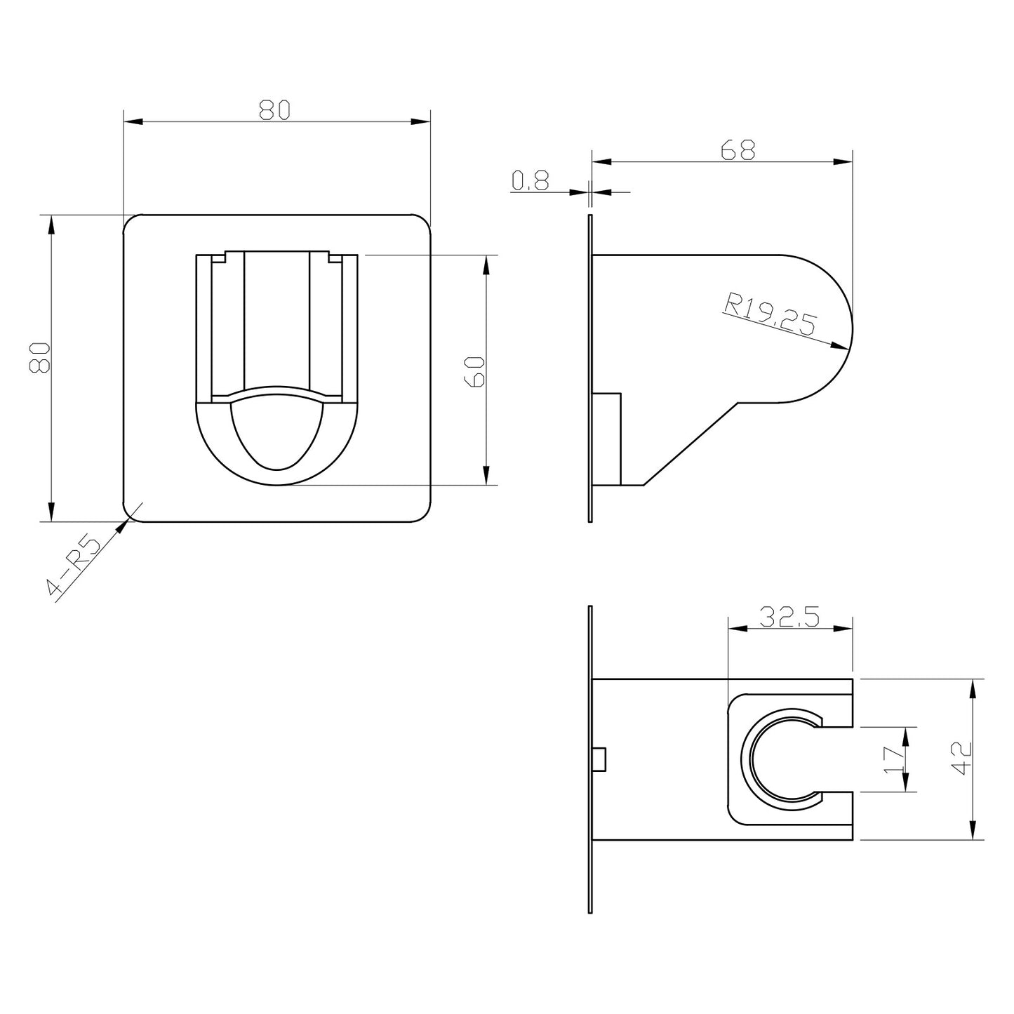 Chrome Hand Held Shower Head Set 1.5m Hose+Adhesive Holder 3-Mode Spray