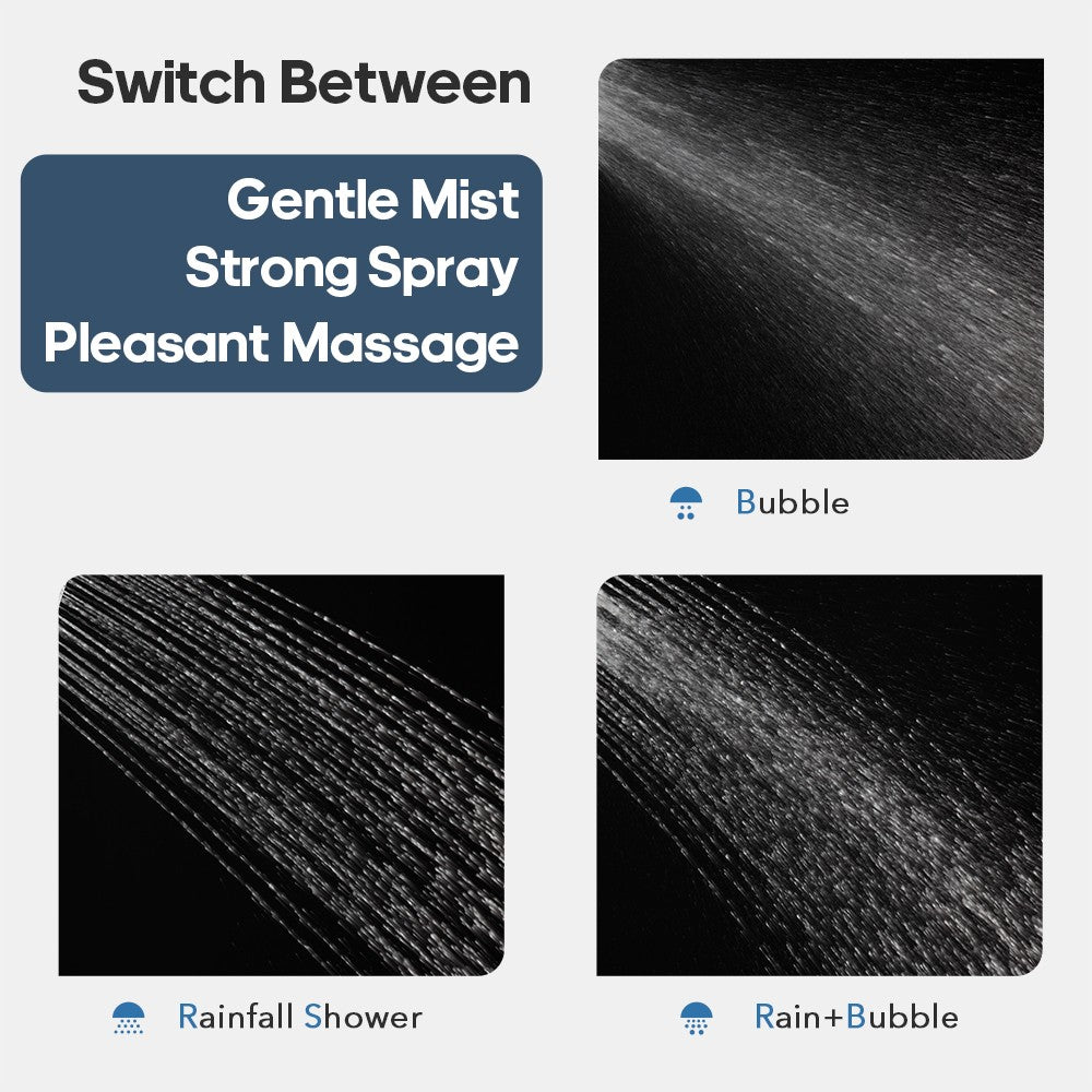 Decaura 10" Rain Shower Head Set Black Square with/without Shower Taps Bathroom