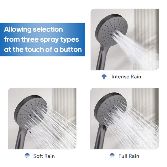 Decaura Handheld Shower Head 3-Mode with Shower Hose 1.5m Brushed Gunmetal