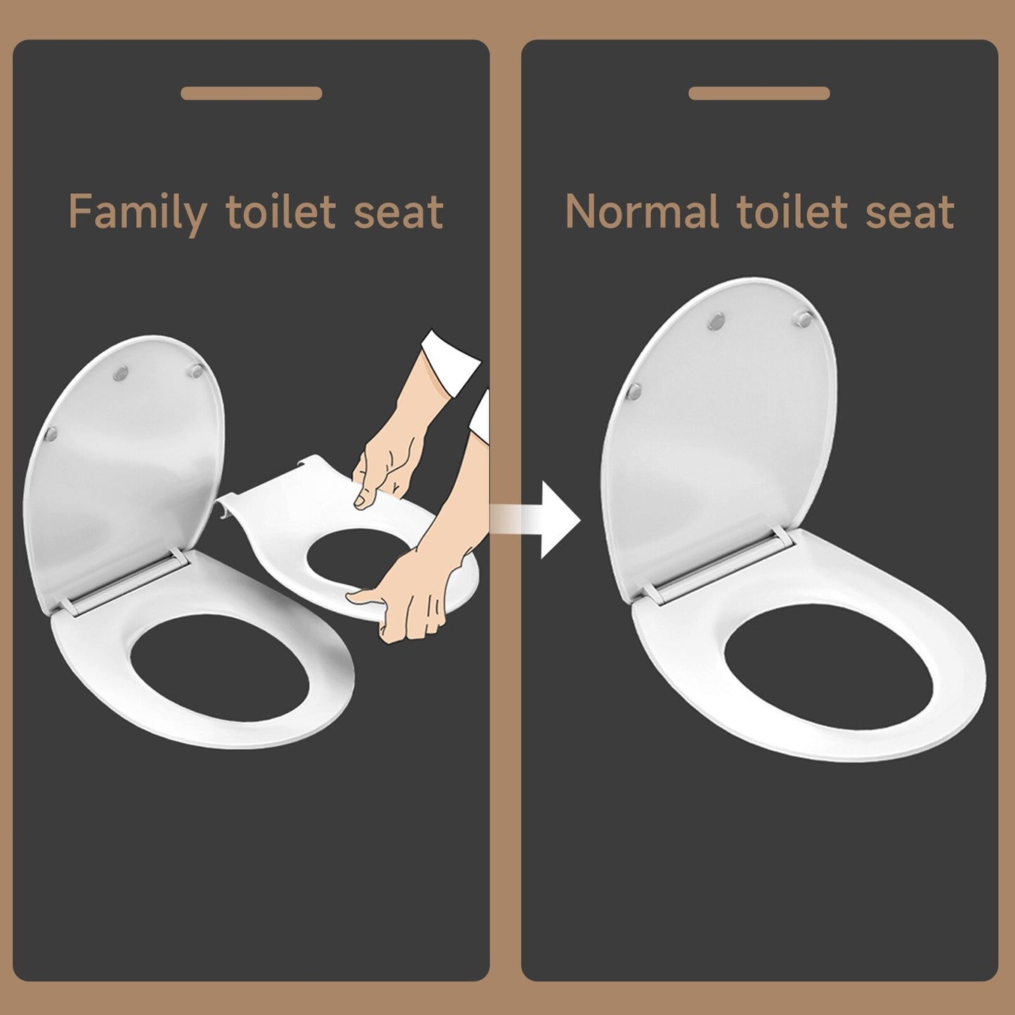 AQUATIZ Pink D-Shaped Family Toilet Seat with Built-in Potty Training Seat