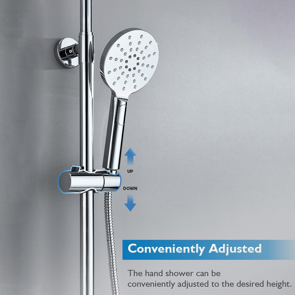 WELS 9" Rain Shower Head Set Separate Water Inlet Elbow Chrome Round Rail